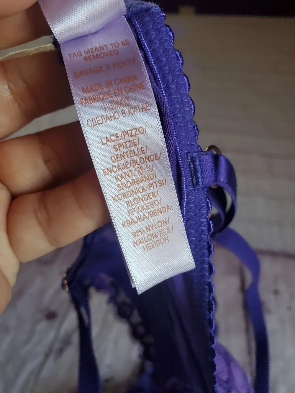 Savage‎ x Fenty Bra- 34B, Thong - Med Purple Lace Trim Underwire Sexy Romantic
